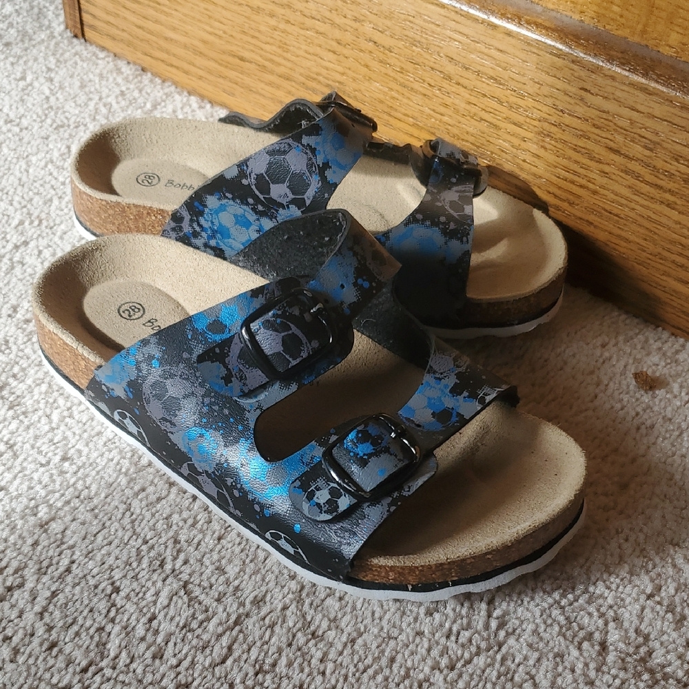 Blue and black Kids Slippers sz 28